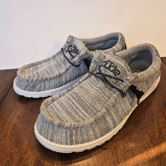 Hey Dude Wally Stretch Mix Gray/Black Men’s Size 8 Gray Slip On Comfort Shoes - Picture 1 of 12